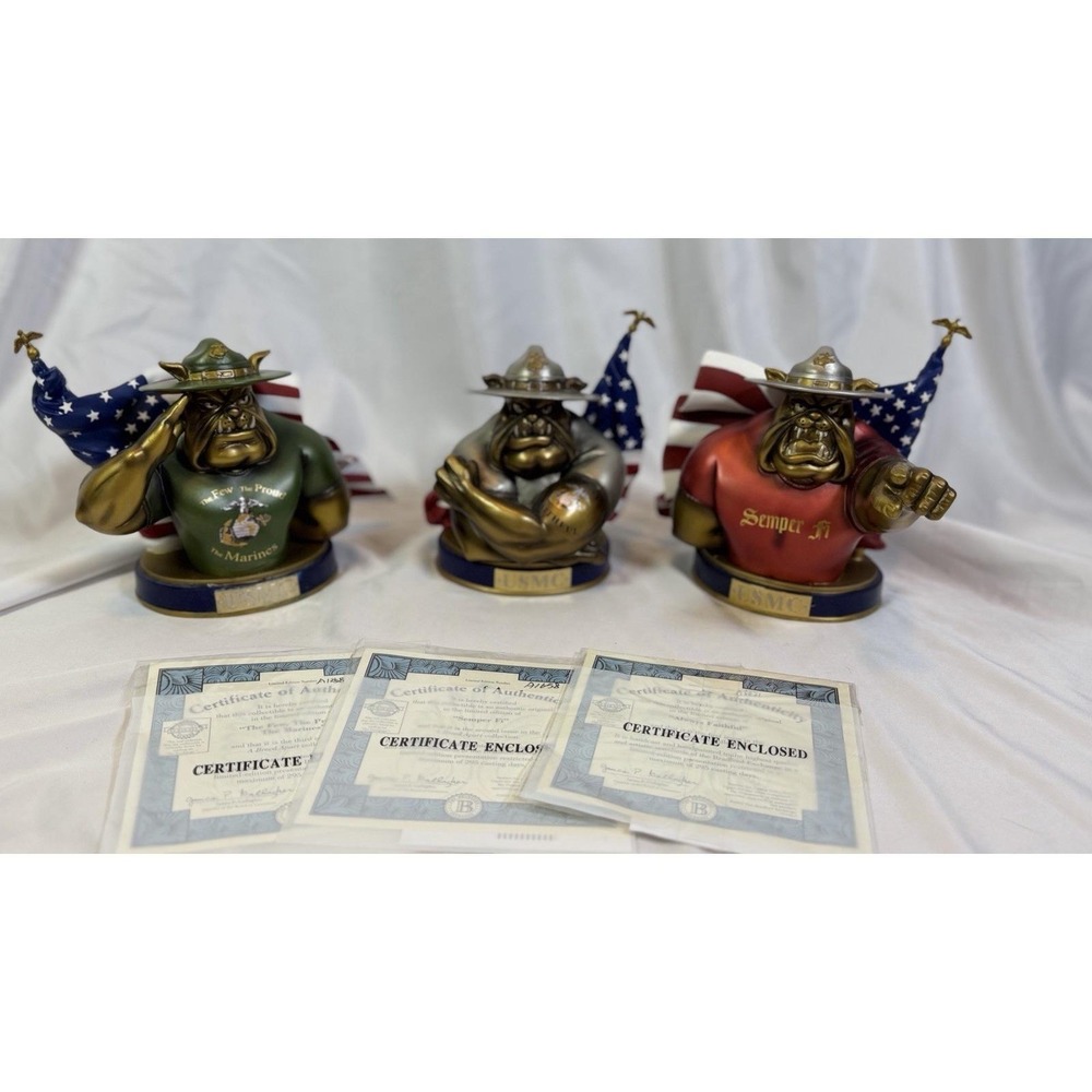 Vtg Bradford Exchange 2003 USMC "A Breed Apart" Sculptures 1st, 2nd &3rd Issues